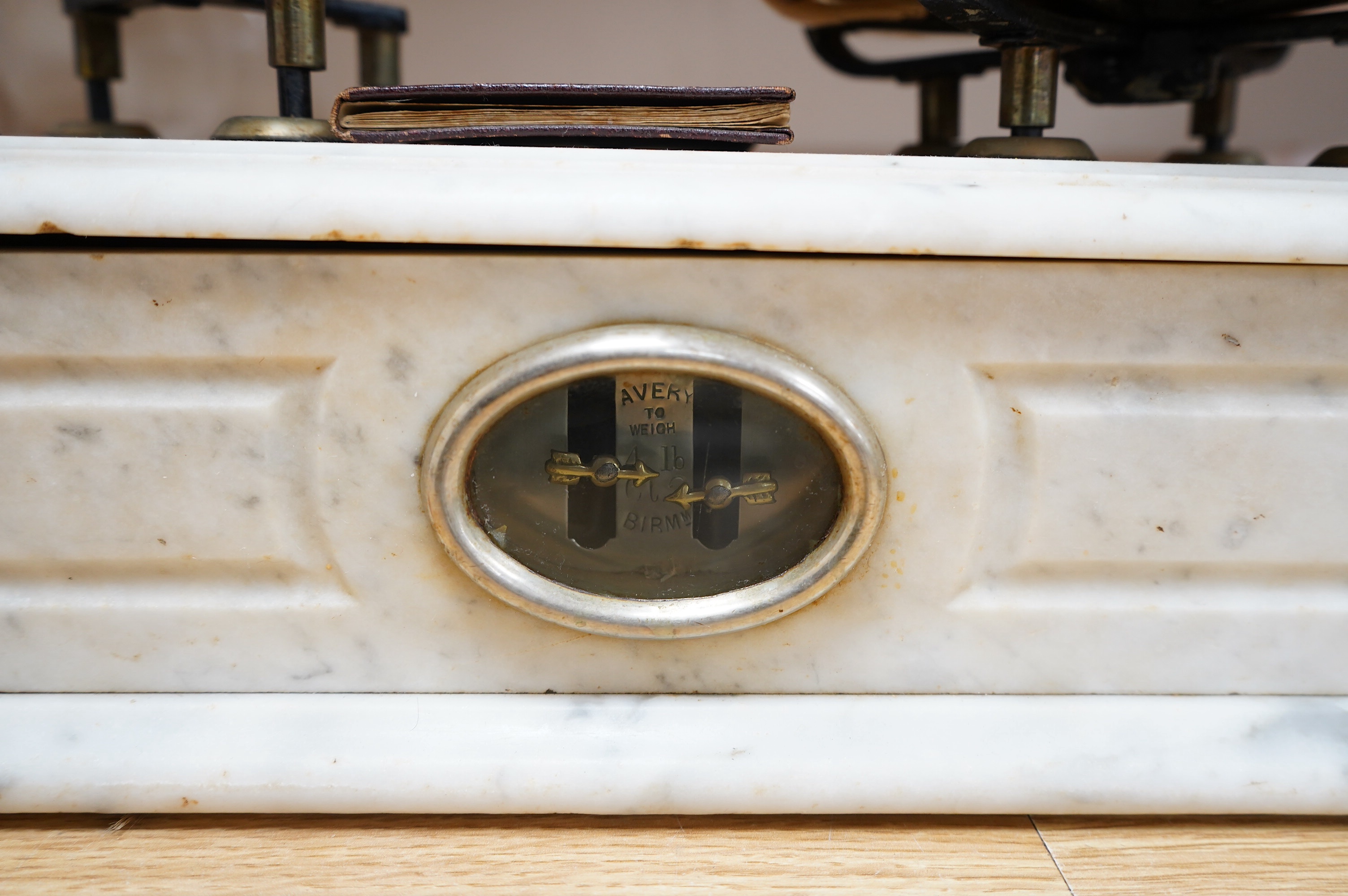 A set of Avery marble and brass scales. Condition - fair